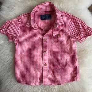 Mayoral red gingham button down shirt